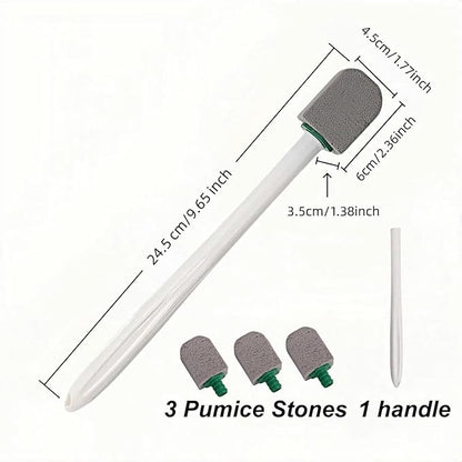 Pumice Stone Toilet Cleaning Kit with Long Handle - Effortless Hard Water Stain Remover for Toilets, Tubs & Tile - Includes 1 Handle + 3 Pumice Stones, Safe for Porcelain & Ceramic Surfaces