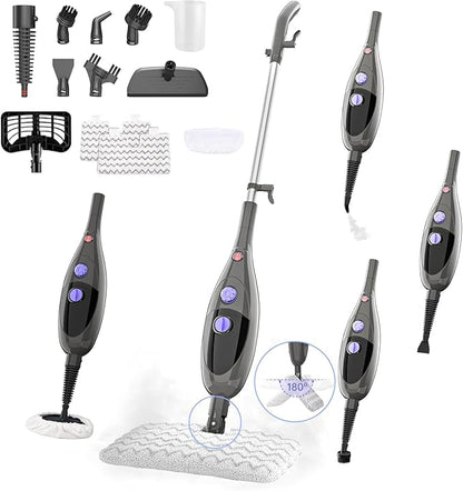 Steam Mop,12 in 1 Steam Cleaner for Home,15s Fast Heat-Up Steam Mops for Floor Cleaning with 180° Adjustable Mop Head,Detachable Handheld Steamer for Hardwood,Tile,Carpet, Clothes,Windows & Furniture