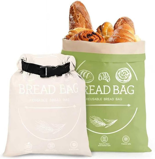 2 Pack Beeswax Bread Bags for Homemade, Reusable Bread Bag for Sourdough, XL-Reusable Waxed Linen Food Storage Bag to Keep Sourdough Fresh, Freezer-Safe, Eco-Friendly (Khai& Green)
