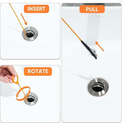 Drain Snake，Plumbing Drain Clog Remover, Gutter Cleaning Tools for Toilet Shower Kitchen Bathroom Tub, Clogged Drains Opener Cleaning Tool, Flexible Grabber Claw Pick Up Reacher （76 in）
