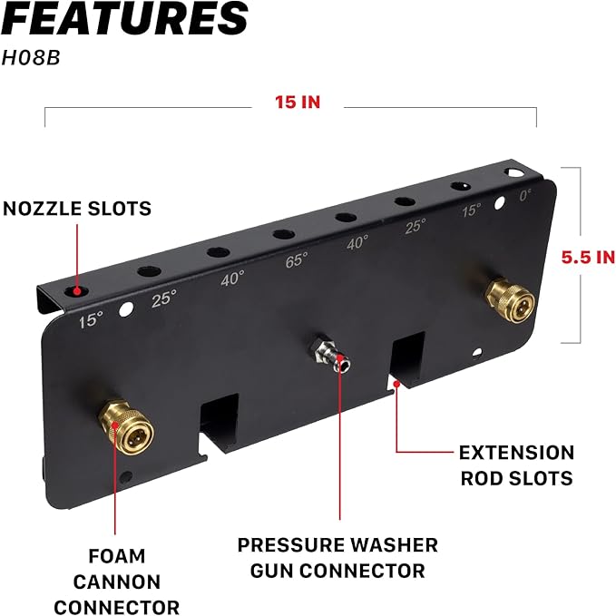 Maxshine Universal Foam Cannon Holder (2 Cannons, Blank) – Compatible with 1/4" Quick Connect – Wall-Mounted Organizer for Garage & Mobile Detailing – Holds Foam Cannons & Accessories – Metal Rack