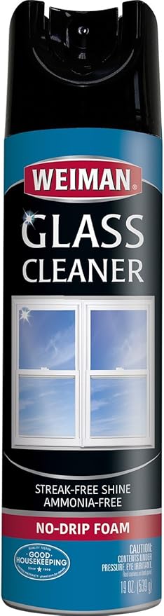 Weiman Glass Cleaner - 19 Ounce - Professional Streak Free Foaming No Drip Removes Grease Dissolves Fingerprints and Smudges