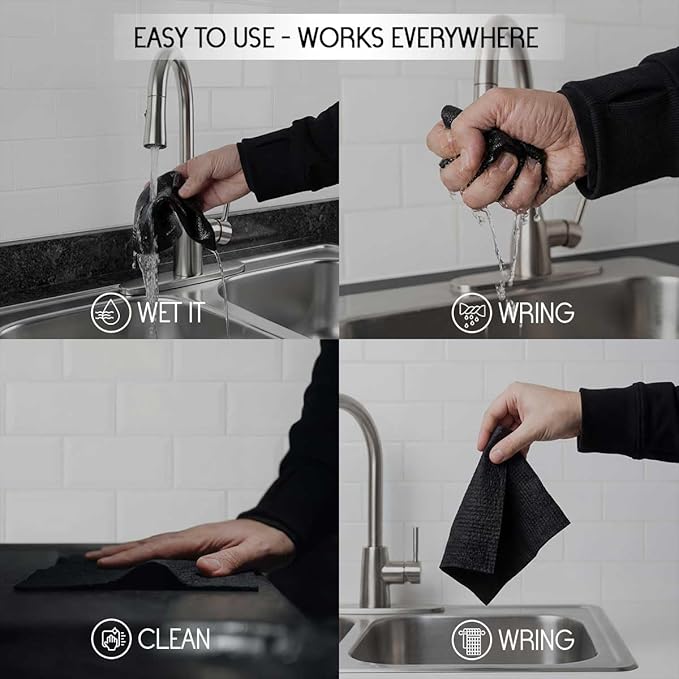 Swedish Dishcloths 10 Pack - Color-Coded Kitchen Cleaning Cloths - 5 Dark for Cleaning, 5 White for Drying - Replaces Paper Towels & Sponges - Eco Friendly, Compostable, Reusable
