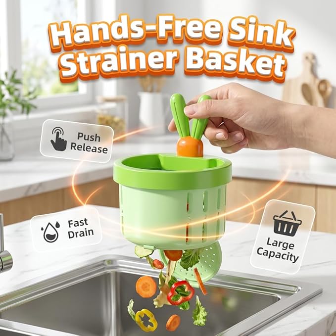 2 Pcs Cactus Sink Drain Strainer – Press-to-Dump Kitchen Sink Filter Basket, 3 Inch Food Residue Collector with One-Press Lifting Stopper, Multifunctional Waste Catcher for Home (White)