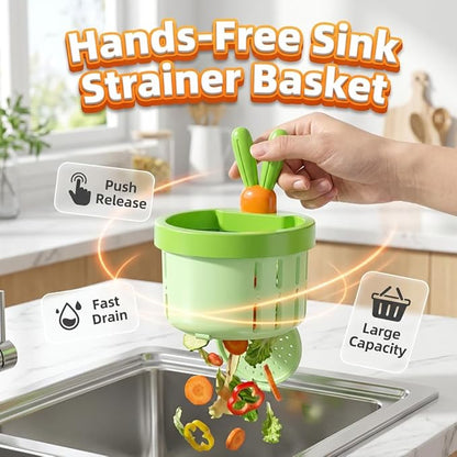2 Pcs Cactus Sink Drain Strainer – Press-to-Dump Kitchen Sink Filter Basket, 3 Inch Food Residue Collector with One-Press Lifting Stopper, Multifunctional Waste Catcher for Home (Blue)