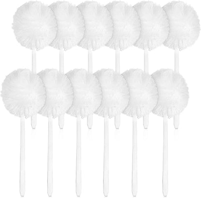 SHENLIU 12 Pack Soft Toilet Bowl Brush 15 Inches Long Plastic Handled Bowl Swab Brush, Soft Toilet Brushes for Dead Corner Silk Scrubber for Toilet Bowls, Washbasin, Bathtub & Tiles (White)