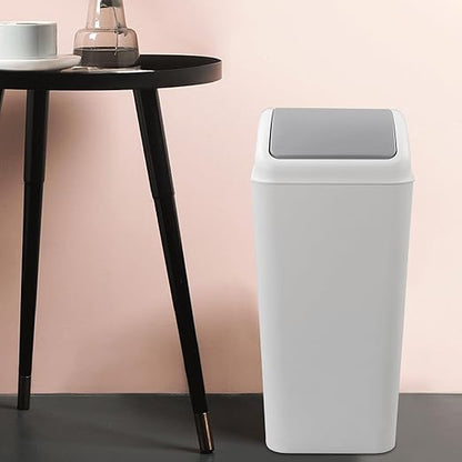 Kekow 4.5 Gallon Small Plastic Trash Can, Swing Lid Waste Can, Gray
