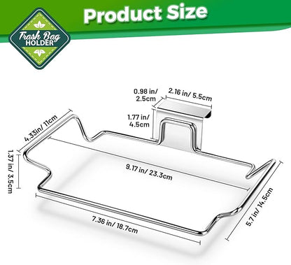 Trash Bag Holder,2 Pack Trash Bag Holder for Cabinet Door and Cupboards,Stainless Steel,Plastic Bag Holder Under Sink,Use for Kitchen,Bathroom,Camper,Rv