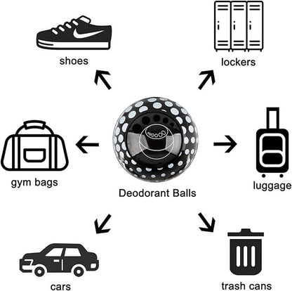 Knixmax Sneaker Deodorizer Shoe Freshener Balls, Odor Eaters for Shoes Boots Mules, Smell Eliminator Ball for Gym Gear Bags and Lockers, Fresh Linen Scent, Pack of 6, Black White