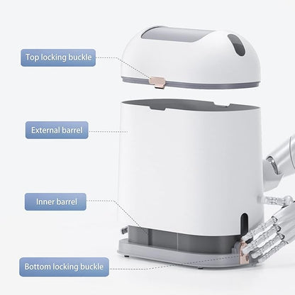 ELPHECO Bathroom Trash Can, 2.5 Gallon Motion Sensor Waterproof Trash Bin with Butterfly lid, Bathroom Decor Waste Basket Garbage Bin for Bedroom Kitchen and Office use, White with Golden Button