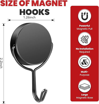Buelkmag Magnetic Hooks 80LBS Heavy Duty Magnet Hook for Cruise Cabins 2026 Cruise Ship Essentials Strong Swivel Magnets with Hook for Hanging Refrigerator Classroom Home Kitchen Grill 4 Pack-Black