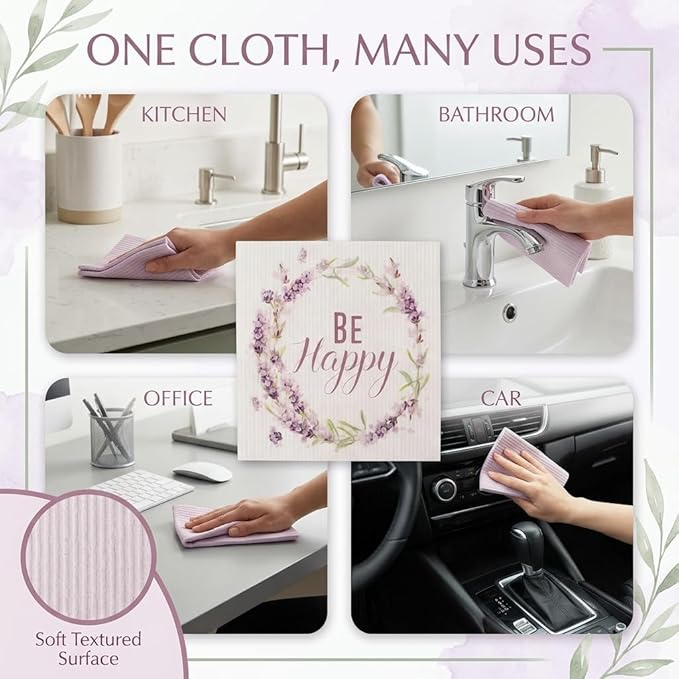 Kitchen Towels Swedish Dishcloths - 6 Count Reusable Paper Towels Washable, Cellulose Sponge Dish Towels for Kitchen Cleaning, Ultra Absorbent Odor Free Eco Friendly Biodegradable Cleaning Rags