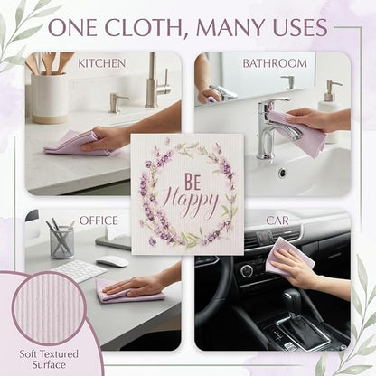 Kitchen Towels Swedish Dishcloths - 6 Count Reusable Paper Towels Washable, Cellulose Sponge Dish Towels for Kitchen Cleaning, Ultra Absorbent Odor Free Eco Friendly Biodegradable Cleaning Rags