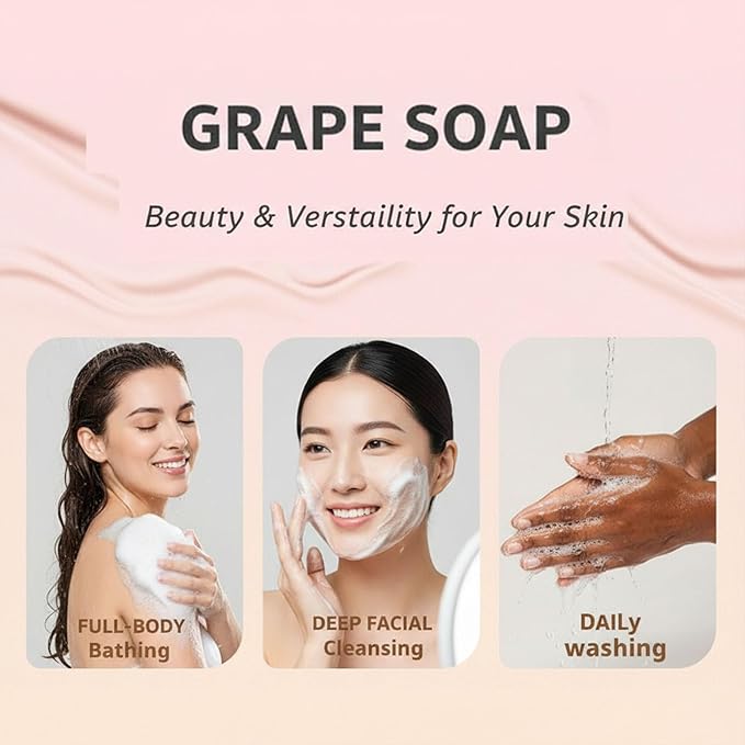 Grape Soap on a Rope Handmade, 25 Grapes Decorative Bath Bar, Soft Lather Cluster Soap for Hand, Face & Body, Multi-Use Hanging Scent Accent (1, Jade Tea)