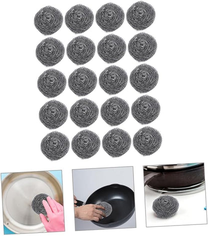 SOLUSTRE 20pcs Scrubber for Pot and Pan Cleaning Metal Cleaning Balls for Kitchen Supplies Wash Balls for Removal of Stubborn Dirt