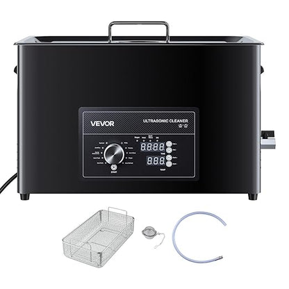 VEVOR 30L Ultrasonic Cleaner, Professional Ultrasonic Cleaner Machine with Knob Control, Stainless Steel Cleaning Machine with Basket and Cleaning Ball, for Watches, Razors, Jewelry, Coins and More