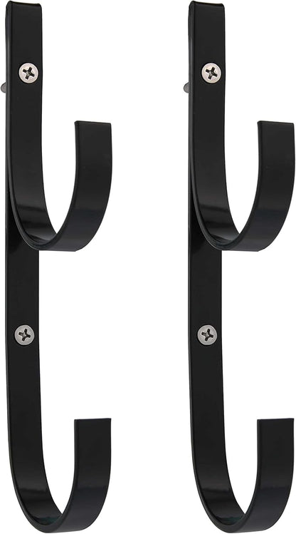 U.S. Pool Supply Pool Pole Hanger - 2 Black Aluminum Pool Hooks for Poles - Equipment Fence Hook for Nets, Skimmers, Leaf Rakes, Vacuums, Vacuum Hoses, Telescopic, Attach Accessories, Holder Organizer