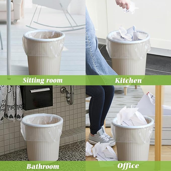 Teivio 6 Gallon 80 Counts Medium Garbage Bags Trash Bags, Bathroom Trash Can Bin Liners, Plastic Bags for home office kitchen,Garden Outdoors waste,Clear