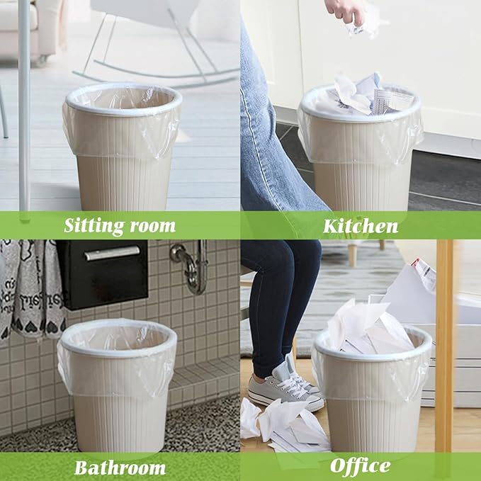 2 Gallon 220 Counts Strong Trash Bags Garbage Bags by Teivio, Bathroom Trash Can Bin Liners, Small Plastic Bags for home office kitchen (Clear)