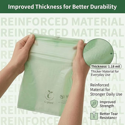 C Crystal Lemon 50 Count Biodegradable Kitchen Food Waste Bags - 6 Gallon Scraps Bags - Heavy Duty Compostable Waste Bags for Kitchen - Unscented Trash Bags 6 Gallon for Yard, Food
