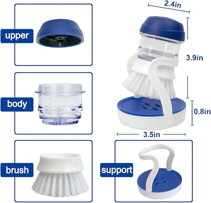 CELOX Soap Dispensing Dish Brush Set with Holder for Dishes