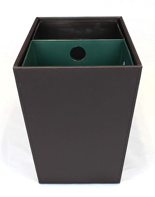 Dual Chamber Recycling & Trash Waste Bin 14.5" x 9" x 12" 22.5 Quarts (Cordoba Brown)