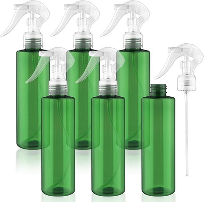 6-Pack 200ml Green PET Plastic Spray Bottles with Clear PP Head Empty Fine Mist Liquid Sprayer Multi-Purpose Atomizer Dispenser for Home,Garden and Beauty