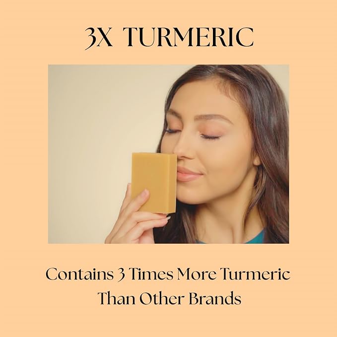 Turmeric Soap Bar for Face & Body – Handmade with Organic Shea Butter, Chamomile, Calendula – Gentle, Non-Drying Natural Face Wash for Sensitive Skin, All Skin Types, Made in USA 4.5 oz (3 Pack)