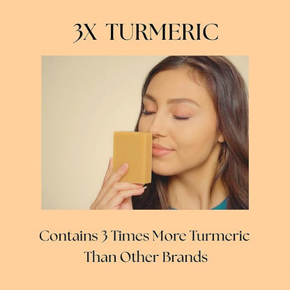 Turmeric Soap Bar for Face & Body – Handmade with Organic Shea Butter, Chamomile, Calendula – Gentle, Non-Drying Natural Face Wash for Sensitive Skin, All Skin Types, Made in USA 4.5 oz (6 Pack)