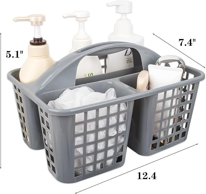 Portable Shower Caddy Basket,Convenient Cleaning Supplies Organizer with Compartments and Handle,Ideal for Bathroom, Bedroom, Kitchen, College Dorm,Garden,etc.gray-2 Pcs