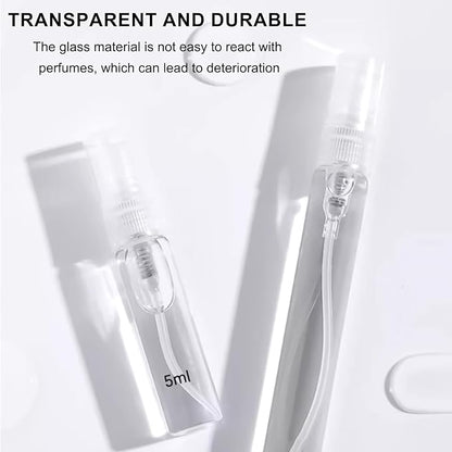 Refillable 5ml Mini Glass Spray Bottle, 10 Pcs Travel Size Perfume Atomizer for Refilling & Sampling, Empty Small Essential Oil Sprayer Containers, Leak Proof Mist Bottles for Travel