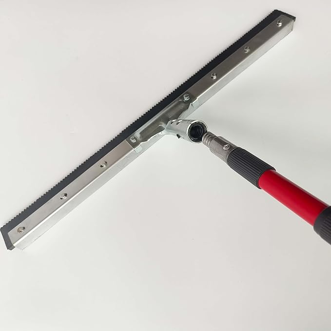 24" Serrated Notched Epoxy Rubber Speed Trowel Squeegee,1/8" Notch,with Telescopic Handle for Epoxi Resin Coating Application