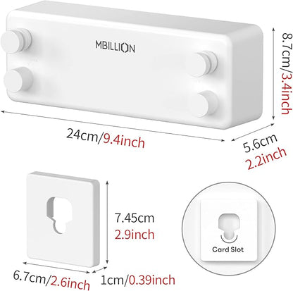 Mbillion Retractable Clothesline 13.8 Ft Stainless Steel Double Clothes line retracting Indoor Heavy Duty Retractable Laundry Line Wall Mounted (Double Line-White)