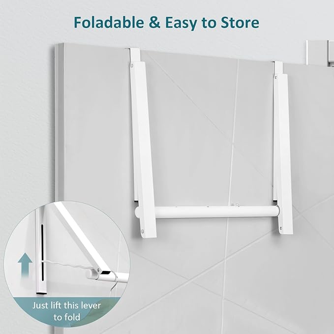 Optish Foldable Over The Door Hanger - Space-Saving Drying Rack for Coats & Clothing, Small Clothes Organizer, White