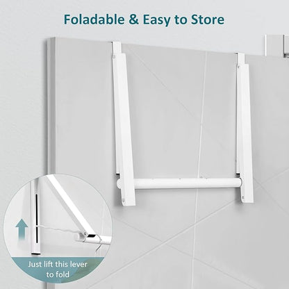 Optish Foldable Over The Door Hanger - Space-Saving Drying Rack for Coats & Clothing, Small Clothes Organizer, White