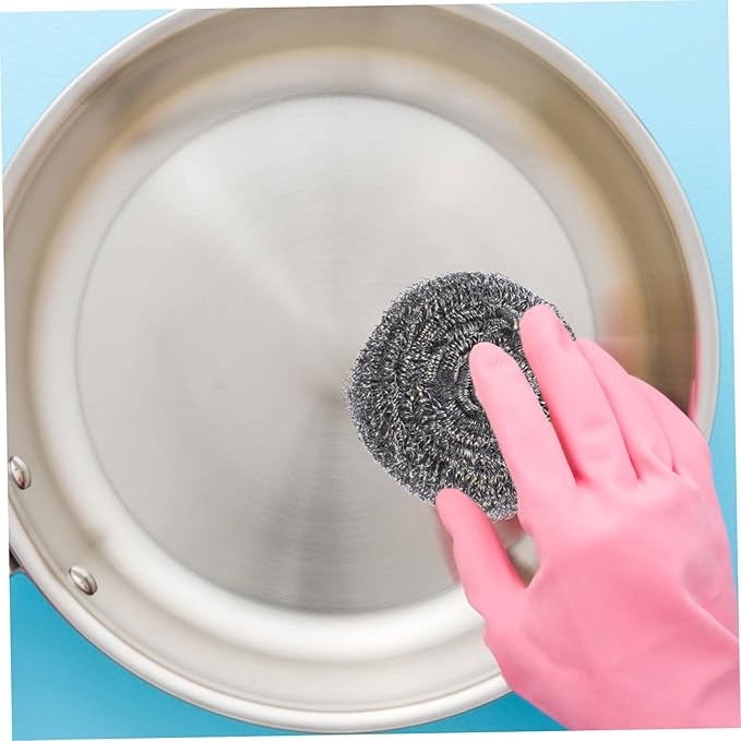 KICHOUSE 6Pcs Pot Scrubbers Metal Cleaning Balls for Pots Pans and Grills for Tough Stains and Removal Easy to Use Non Damaging Design
