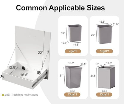 ZIFTY 13 Gallon Pull Out Trash Can Cabinet, Pet Proof Freestanding Kitchen Trash Bin Cabinet with Hideaway Drawer, Wooden Garbage Recycling & Laundry Hamper for Kitchen, Laundry, Living Room, White