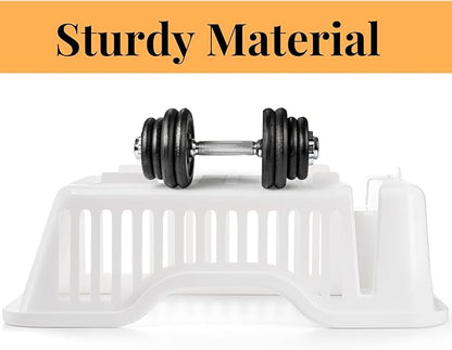 Noamus 2-Piece Plastic Dish Drying Rack, Heavy Duty Sink Set Dish Rack, White Large Drainer with Attached Drainboard Utensil Cup Holders for Home Kitchen Counter Top Organizers