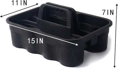 Matthew 3 Pack Large Plastic Tote Tool & Deluxe Supply Cleaning Caddy with Handle Portable Shower Basket Storage Caddy for Cleaning Products,Take-Out Drink,Bathrooms - Black