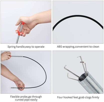 DR.PEN Flexible Grabber Claw Pick Up Reacher Tool (Drain Clog Remove Tool), With 4 Claws Bendable Hose Pickup Reaching Assist Tool for Litter Pick, Home and Kitchen Sink, Drains, Toilet (63 inch)