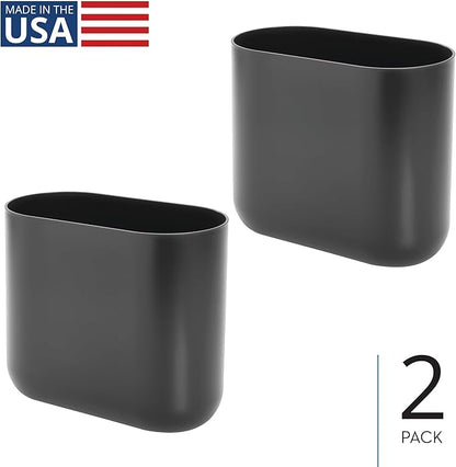 iDesign Small Slim Plastic Bathroom Trash Can, Garbage Can for Bedroom, Office, Desk, Dorm, 2-Pack, Gray