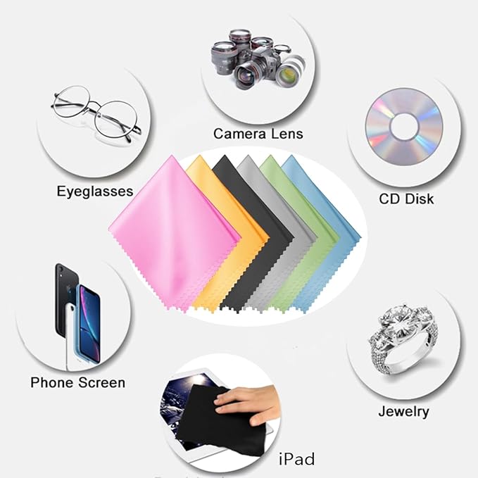 Glasses Cleaning Cloths(12 pcs),Premium Eyeglass Cleaner Cloth, Lens Wipes Cloth for Cleaning Eyeglasses, Cell Phones, Screens, Lenses, Electronics and All Delicate Surface