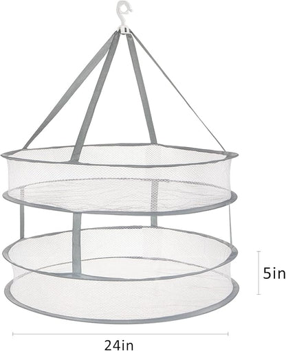 2-Tier Folding Mesh Clothes Hanging Dryer, Sweater Drying Rack, Large Laundry Drying Rack, Lay fold Flat Dry Hanger, Mesh Clothes Hanging Dryer - L(2Tier)