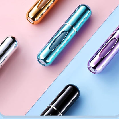 Portable Mini Perfume Atomizer Bottle, Refillable Spray, Scent Pump Case, Travel Atomizer (5ml, 5 Pack) (Purple, Blue, Breen, Rose Red, Silver)