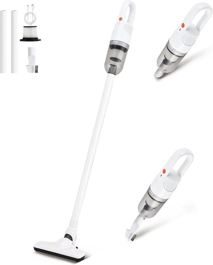 6-in-1 Lightweight Stick Vacuum Cleaner with 100W Powerful Motor, Mini Portable Household Handheld Vacuum Cleaner for Domestic Hard Floors, Carpets and Pet Hair (Silver Cordless)