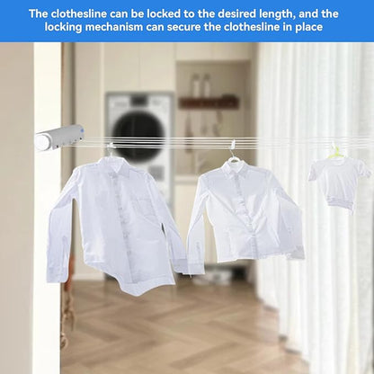 Retractable Clothesline, Clothes Line Retracting Outdoor Wall Mounted Telescopic Clothesline Indoor Outdoor Clothes Line for Laundry Drying (Five Ropes)