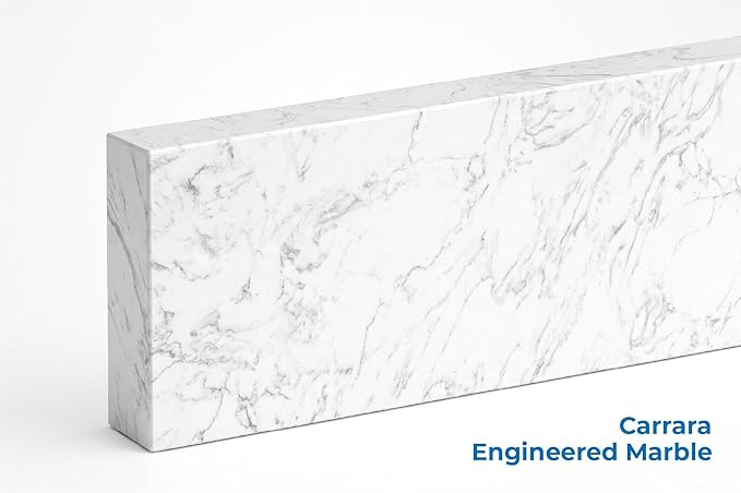 Bathroom Vanity Sink Backsplash/Sidesplash (Engineered Carrara Marble, 4" x 30")