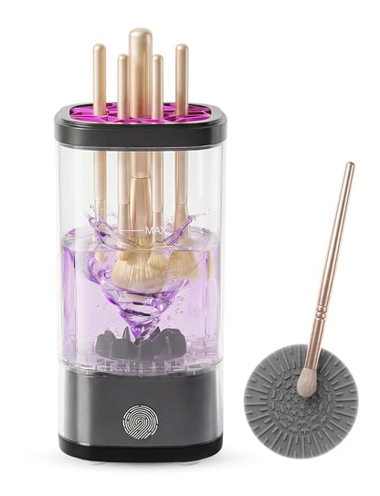 Electric Makeup Brush Cleaner Machine,3 in 1 Makeup Brush Cleanser & Washer,Cleaning Tool,Cosmetic Brushes Cleaners Cleaning For All Size Beauty Makeup Brush Set,Eyeshadow, Blush Brush. (Black)