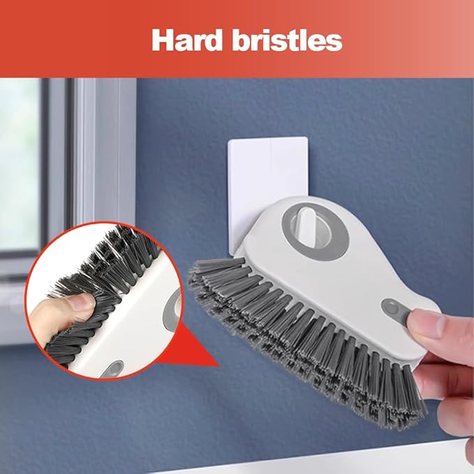 2 in 1 Groove Cleaning Brush Window Track Cleaning Tools, 2024 New Hard Bristle Crevice Cleaning Brush with Hidden Scraper, Shutter Door Window Track Kitchen Cleaning Brushes Kit (1, Orange)