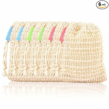 Bar Soap Saver Bags 6 Pieces, Shampoo & Conditioner Bar Holder for Preserve Soap Bars, Natural Sisal Soap Pouch for Exfoliating Body Scrubber, Travel Mesh Soap Pocket Soap Sack Use in Shower Bath